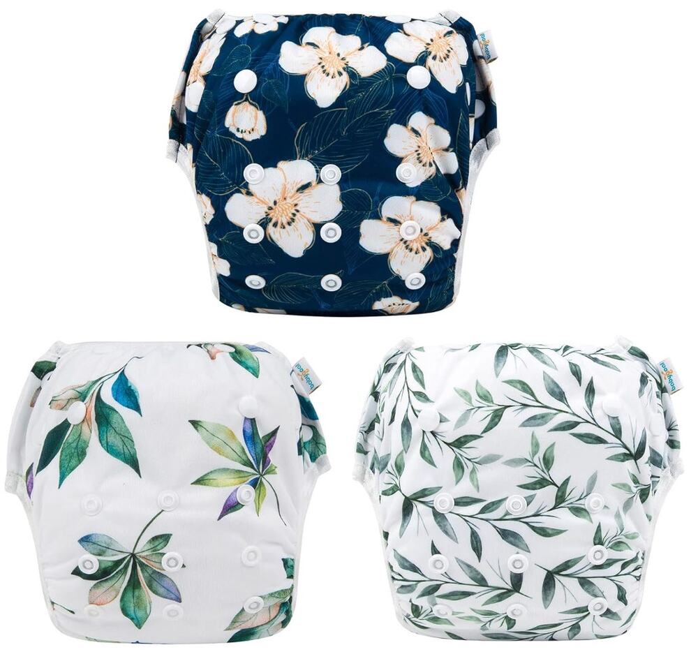 3 Pack Babygoal Baby & Toddler Unisex Swim Diapers, Reusable Adjustable Washable